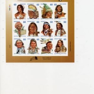 Marshall Is. 699 Imperf M/S of 12, Great Am. Indian Chiefs