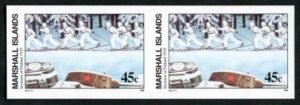 Marshall Is. 241 Imperf Pair, Invasion of Finland, WWll, Skis