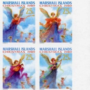 Marshall Is. 341 - 344 Imperf Block of 4, Christmas, Angels