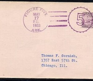 US Arkansas, Figure Five 727 Fancy Cancel Cover, 5 in Circle
