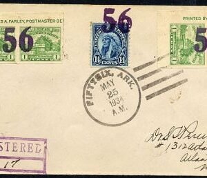 US Arkansas, Fifty-Six 695, 730a Fancy Cancel Cover, Solid Numerals