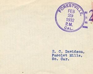 US California, Forestville 657 Fancy Cancel Cover