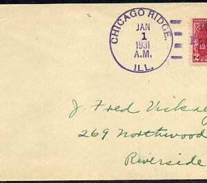 US Illinois, Chicago Ridge 688 Fancy Cancel Cover, Happy New Year