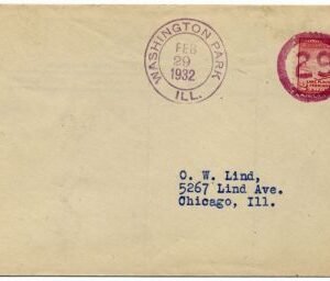 US Illinois, Washington Park 716 Fancy Cancel Cover, Leap Year