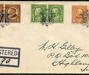 US Illinois, Worth 632, 633, 638 Fancy Cancel Cover, Ornate W Cancel