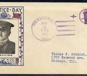 US Indiana, Pershing 731a Fancy Cancel Cover, Pershing in circle