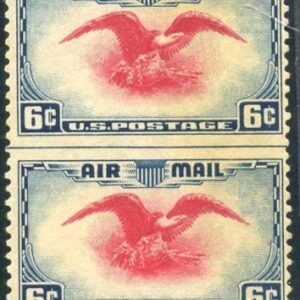 US C23a Airmail Error F - VF Hinged Vertical Pair Imperf Horizontal - Light Toning