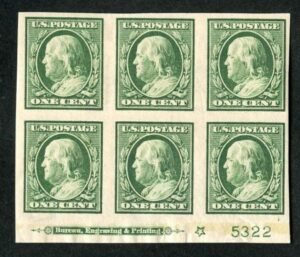 US 383 Washington / Franklin F - VF LH Plate Block