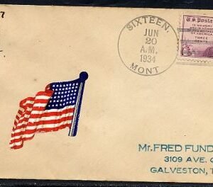 US Montana, Sixteen 737 Fancy Cancel Cover, Roman Numerals XVI Cancel