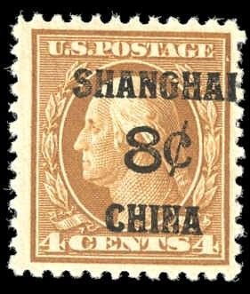 INV-07766itExt_918e8c7b-9ff9-4208-9700-3291dd0f7671 US Shanghai Overprint K4 VF NH Overprint Shifted to Right cv $140