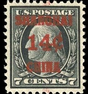 US Shanghai Overprint K7 XF - Superb LH cv $220