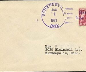 US Indiana, Schererville 657 Fancy Cancel Cover, New Year