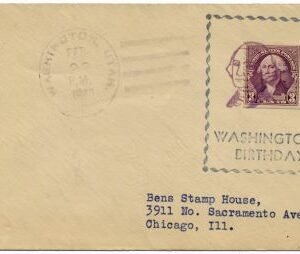 US Utah, Washington 720 Fancy Cancel Cover, GW Birthday