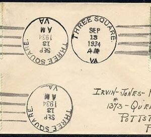 US Virginia, Three Square 740 Fancy Cancel Cover