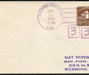 US Virginia, Three Square Fancy cancel Covere