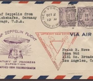 US 1933 Scott 701 (3x) Century of Progress Flight postmarked Oct 2