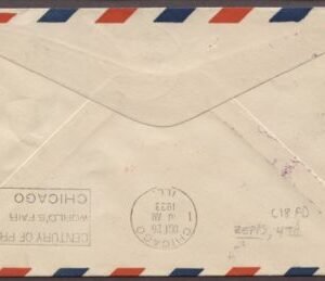 US 1933 Scott 701 (3x) Century of Progress Flight postmarked Oct 2