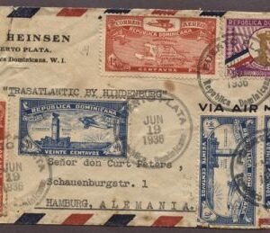Dominican Republic 1936 Hindenburg 3rd NA Flight w/ Cert