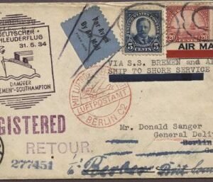 US 1934 Catapult 557, 698 Bremen to Berlin then Aden