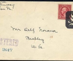 US Pennsylvania, Sharon 634, 696  Fancy Cancel Cover, Negative "S" in Rectangle
