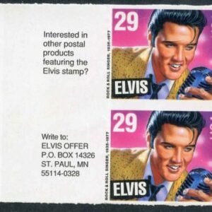 US 2721 var Error 29 cent Elvis VF/NH Left margin vertical imperf  pair . Scott unlisted