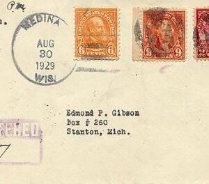 US Wisconsin, Medina 638,641, 655 Fancy Cancel Cover, Negative M"  in Circle