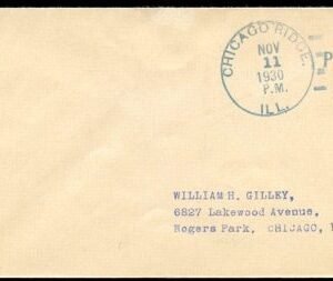 US Illinois, Chicago Ridge 680 Fancy Cancel Cover, Veterans Day