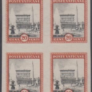 Vatican 22 Error VF Imperf pane ungummed as issued of 4