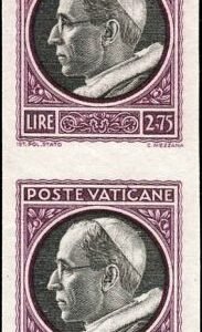 Vatican 72 - 76 Error Pairs VF Imperf Proofs, No Gum as Issued
