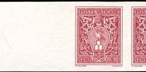 Vatican 72 - 76 Error Pairs VF Imperf Proofs, No Gum as Issued