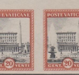 Vatican 22 error VF Imperf pane ungummed pair