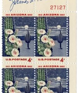 US 1192 Arizona Statehood Signed Plate Block