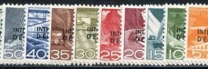Switzerland Officials 4O29 - 4O39 var VF NH Dot between T and I of Education