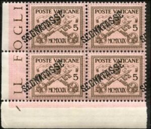 Vatican J1 XF NH Strong Shifted Ovpt to left LL Corner Block