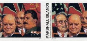 Marshall Is. 518 Imperf Pair, Postdam Conference, Truman, Churchil, WWll