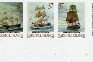 Marshall Is. 827 Imperf Strip of 3, Ships