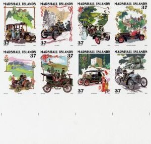 Marshall Is. 828 Imperf Block of 8, Vintage Cars