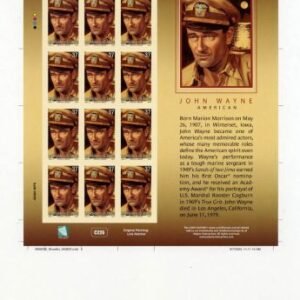 Marshall Is. 841 Imperf Miniatrue Sheet of 12, John Wayne