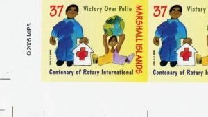 Marshall Is. 849 Imperf Pair, Rotary, Polio, Red Cross