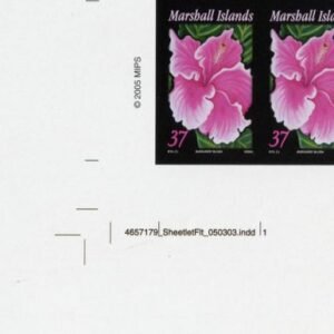 Marshall Is. 850 Imperf Pair, Flower, Hibiscus