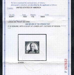 US 623P1 Large Die Proof on Card