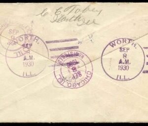 US Illinois, Worth 563 , 683 Fancy Cancel Cover, Large W Cancel