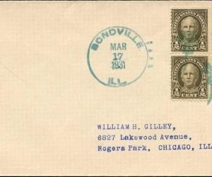 US Illinois, Bondville  551 Fancy Cancel Cover, St. Patrick's Day, Clover