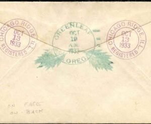US Illinois, Chicago Ridge 734 Fancy Cancel Cover, Pinwheel, Leaf