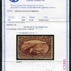 US 293 Early Commemoratives F - VF LH VF for issue 2x PFC Certs