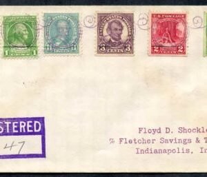 US Indiana, Pershing 552, 555, 563, 645, 705 Fancy Cancel Cover, Pershing Bust