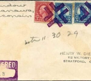 US Wisconsin, Manawa 554, 557 Fancy Cancel Cover, Crossroads