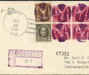 US Wisconsin, Medina 551, 556, 681 Fancy Cancel Cover'Negative"M" in Circle
