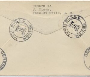 US South Carolina, Pacolet Mills 563, 654, 657, 681 Fancy Cancel Cover