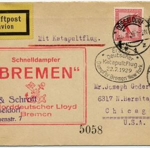 Germany 1929 Catapult Cover - Bremen